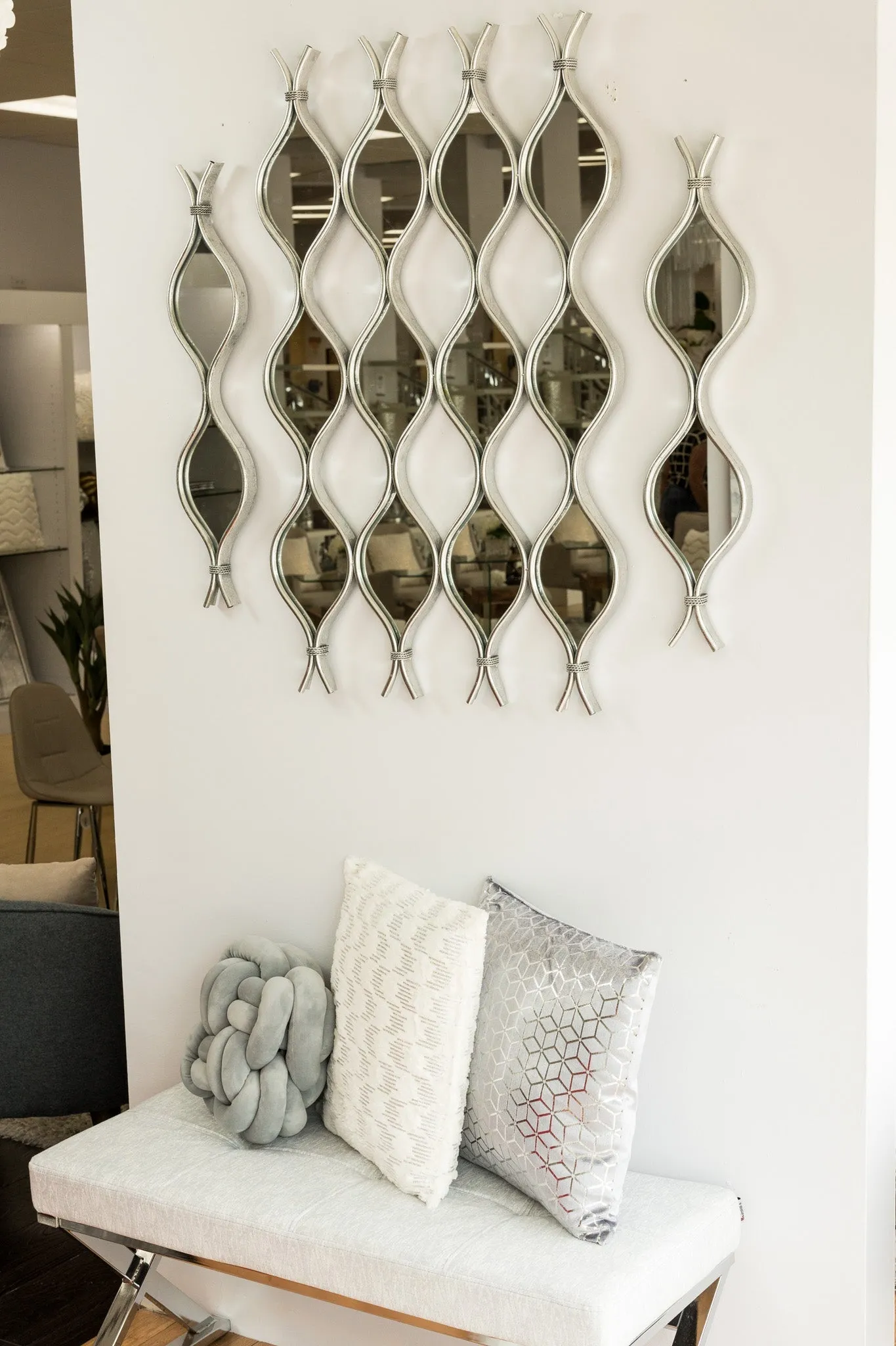 38" Silver Curvy Mirror set/4 - Metalle Collection