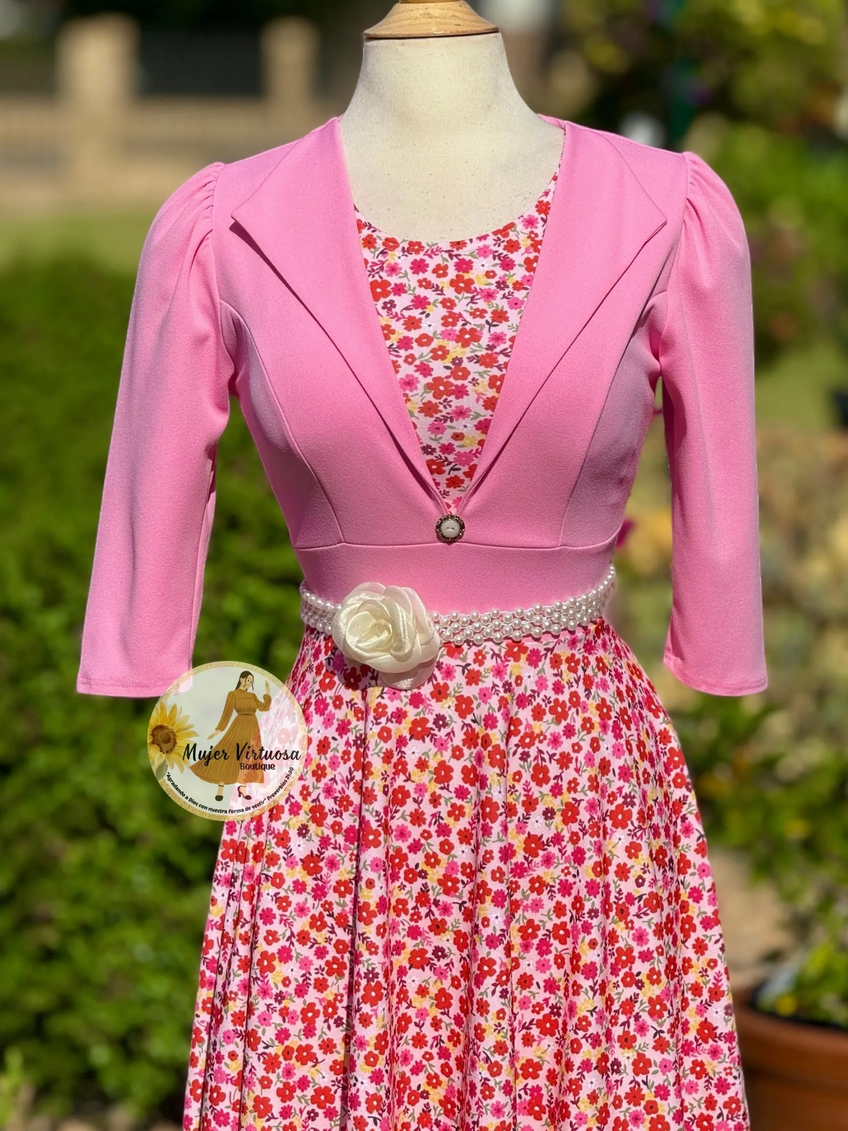 Astrid Pink Blazer Floral Dress