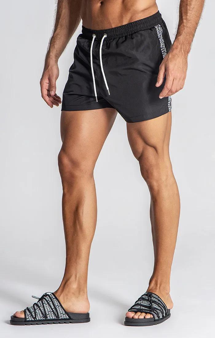 Black Multiply Tape Swimshorts