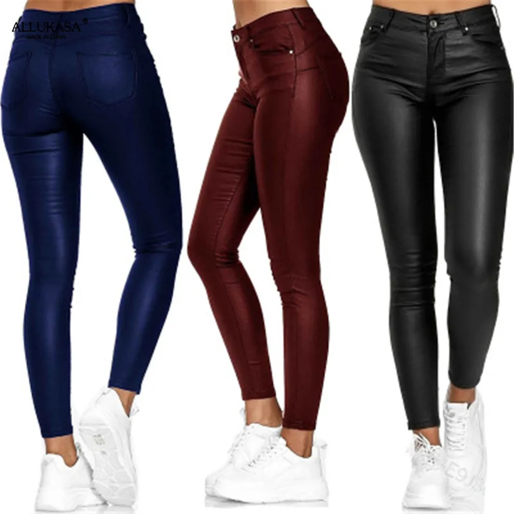 Calça Skinny Fit Couro PU