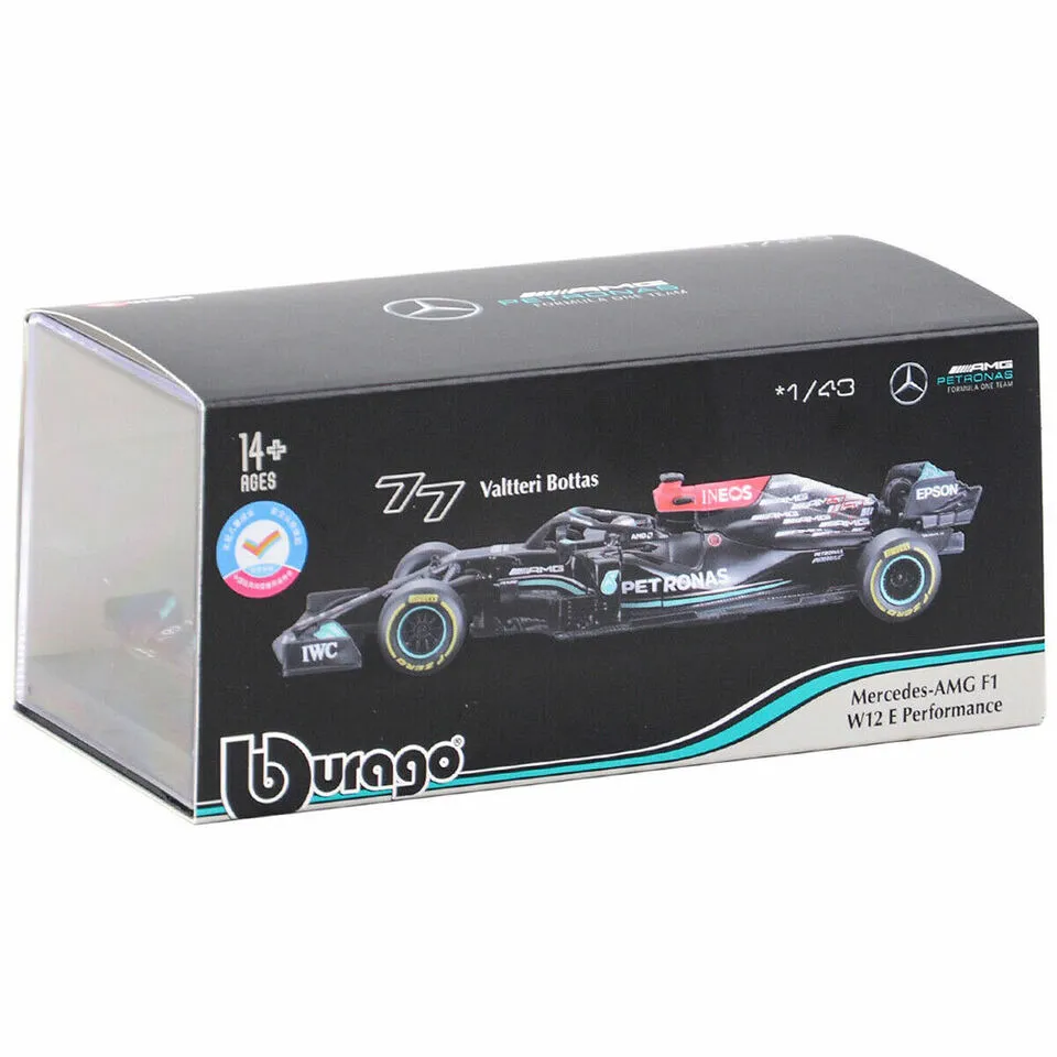 Carro a Escala 1:43 W12 Valteri Bottas #77 2021 - Negro