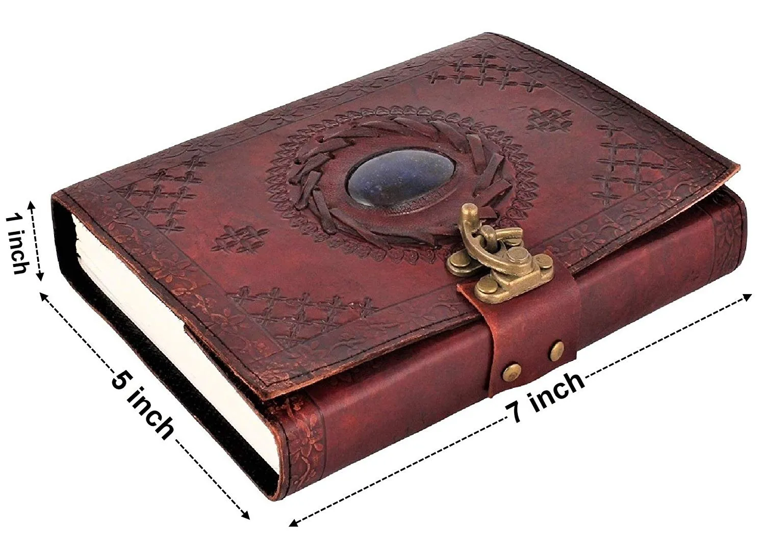 Customised Leather Diary, Leather journal with semi-precious stone