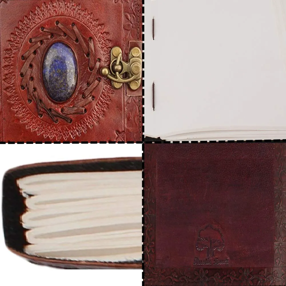 Customised Leather Diary, Leather journal with semi-precious stone