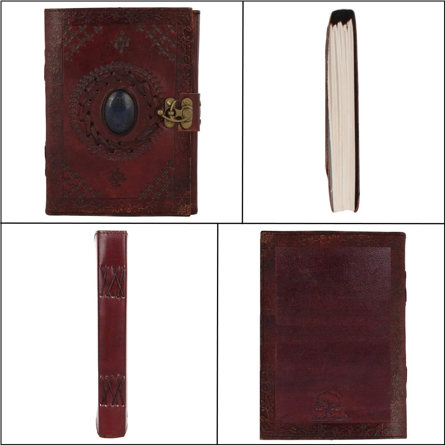 Customised Leather Diary, Leather journal with semi-precious stone