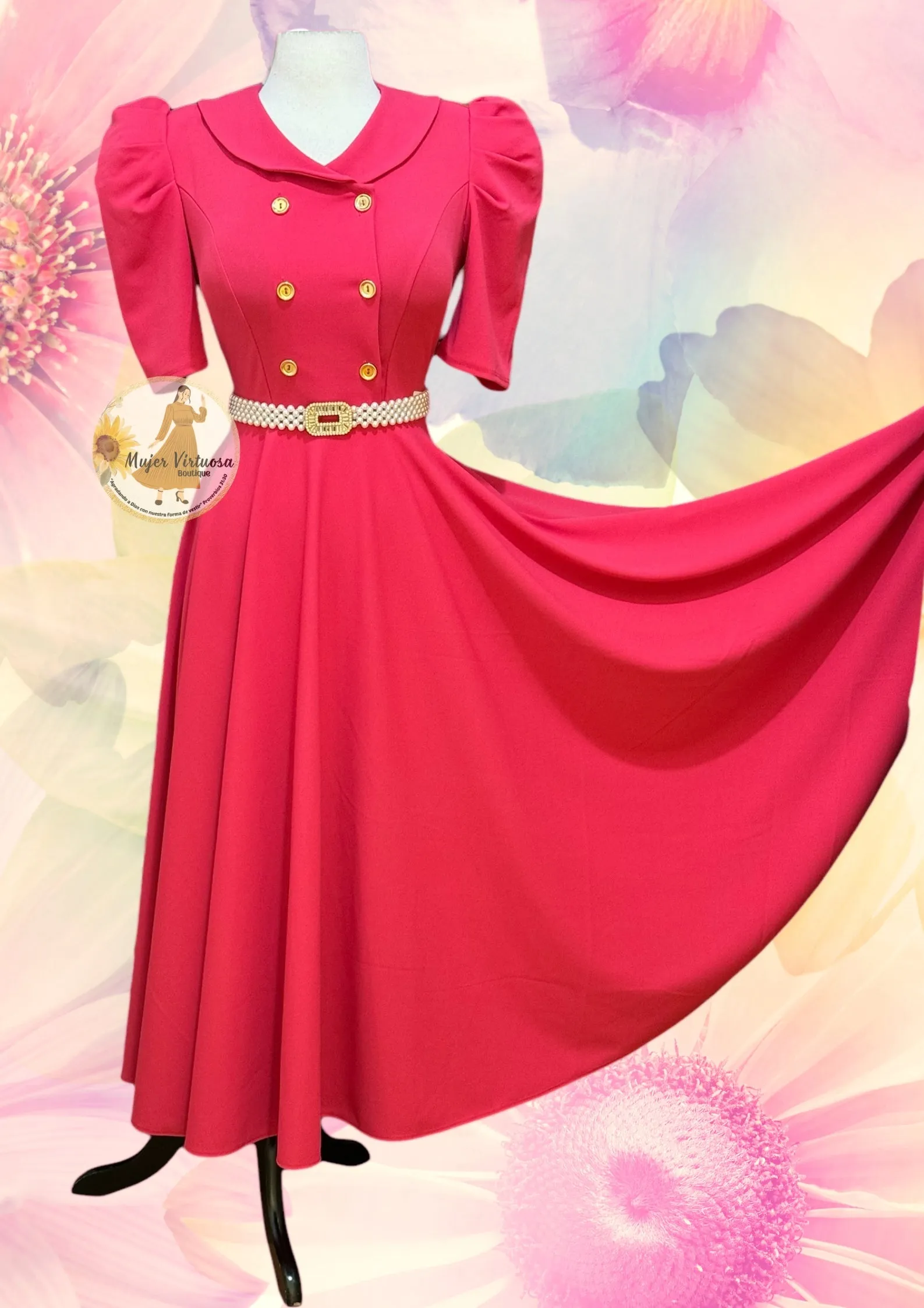 Dorothy Fucsia Vintage Style Dress