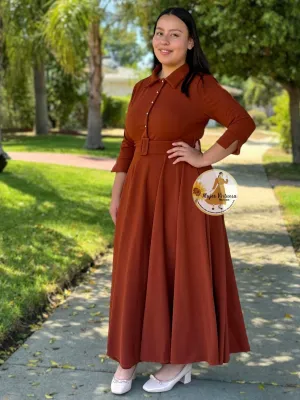 Hadassah Terracota Belted Floral Dress