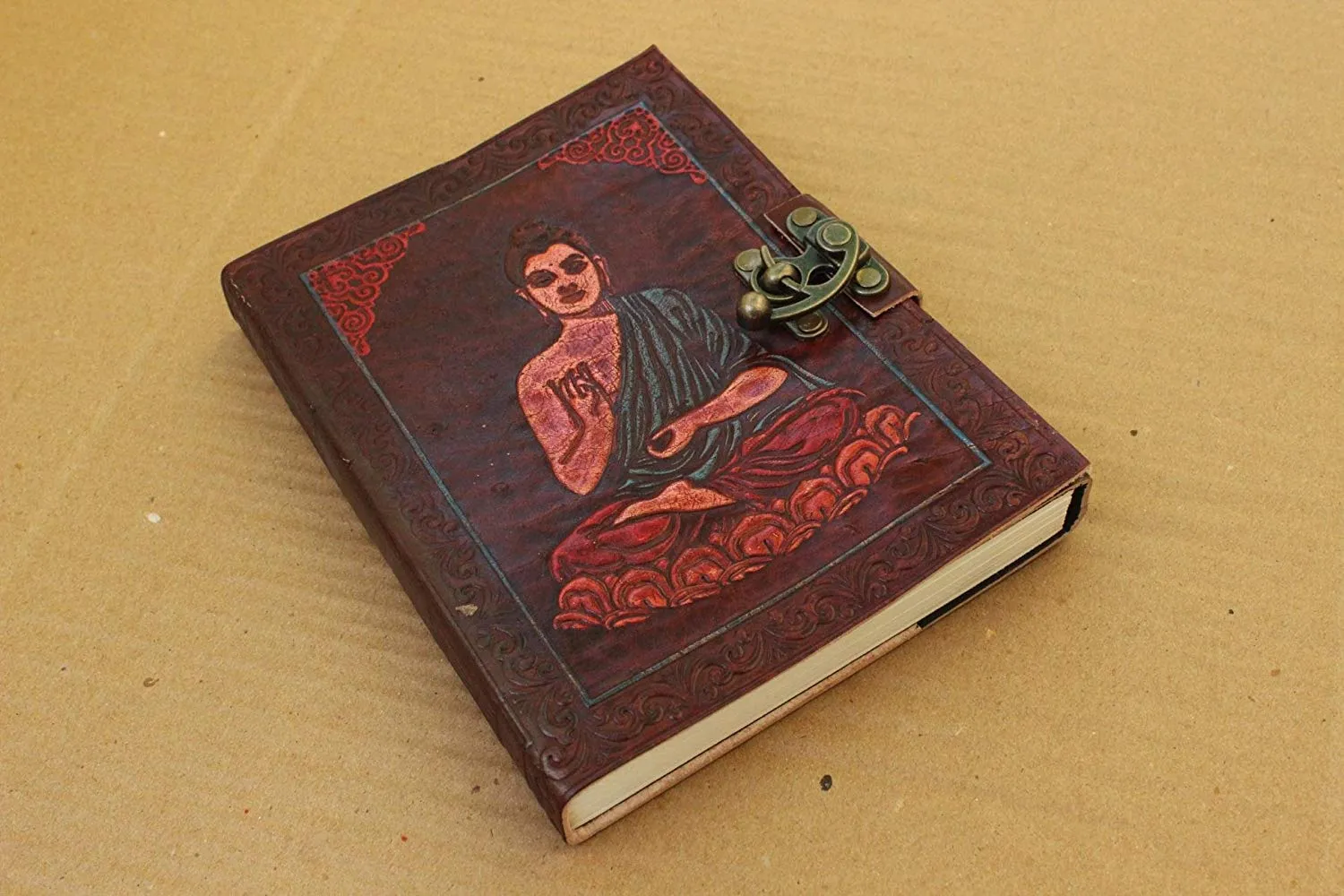 Handmade BUDDHA Embossed leather journal