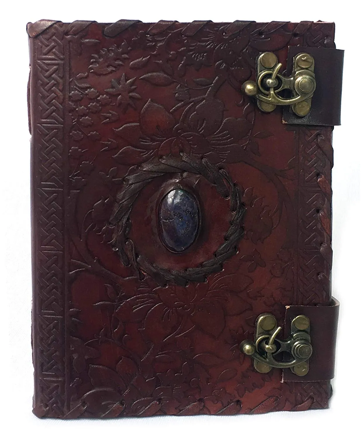 Handmade Embossed Blue Stone Leather Journal