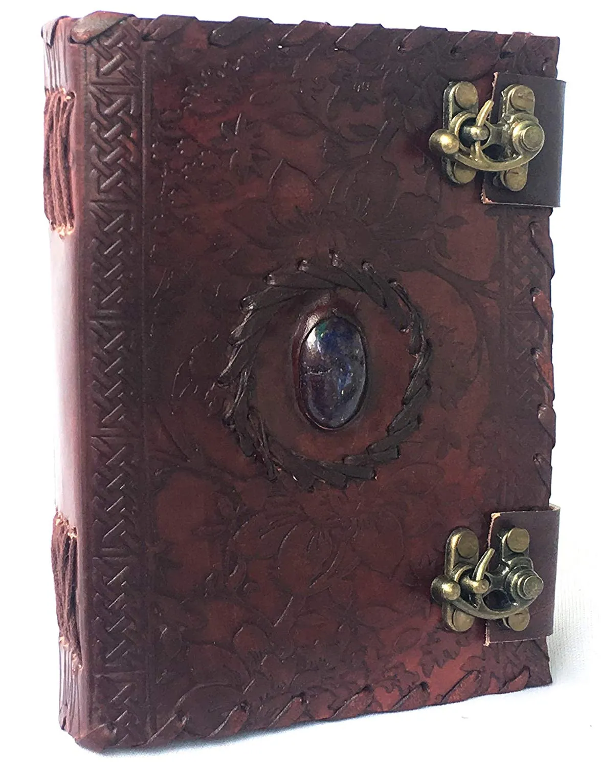 Handmade Embossed Blue Stone Leather Journal