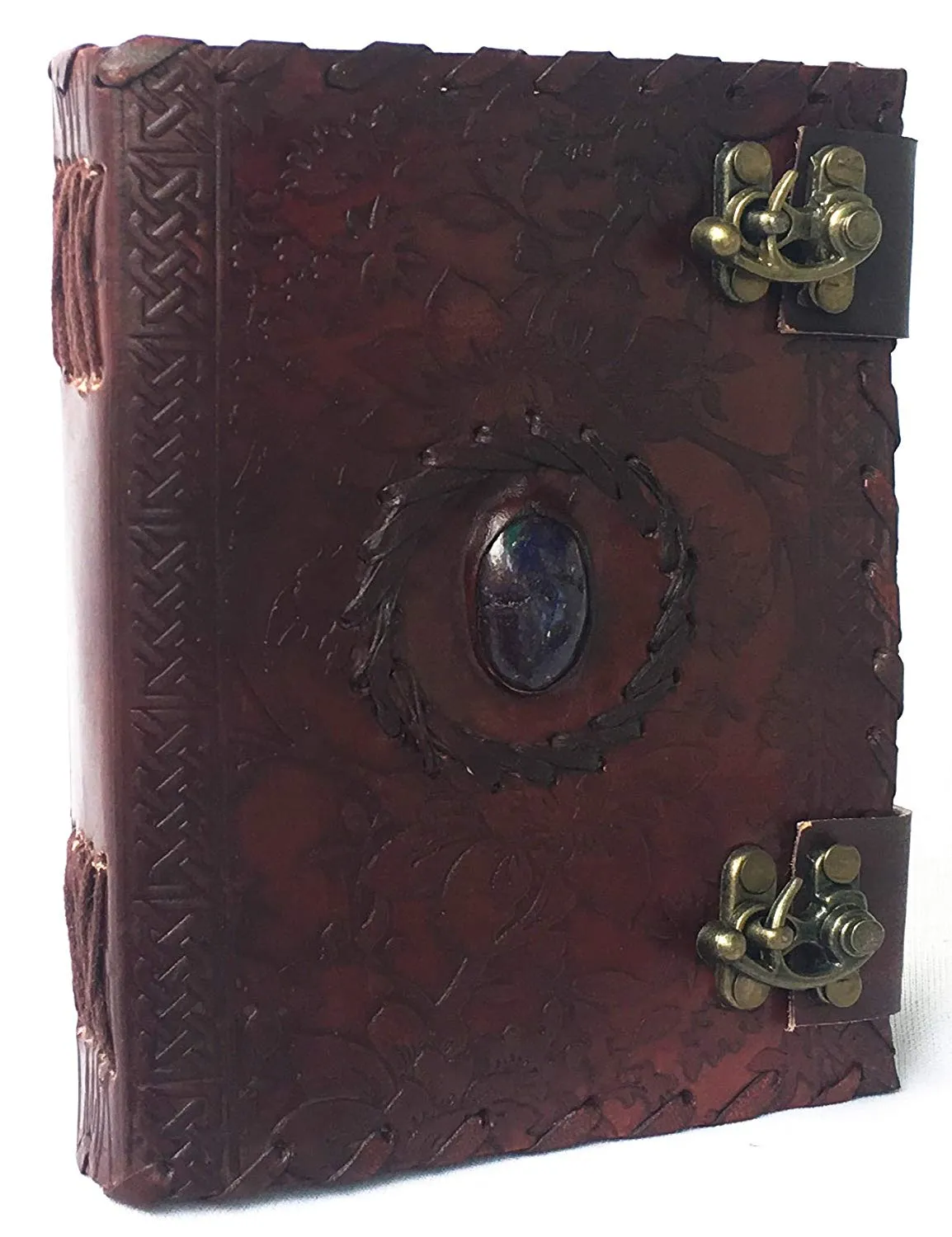 Handmade Embossed Blue Stone Leather Journal