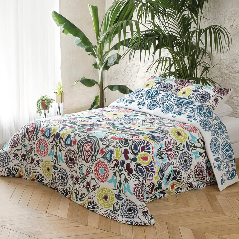 Housse de couette   taie(s) d'oreiller satin de coton - Love stories multicolor