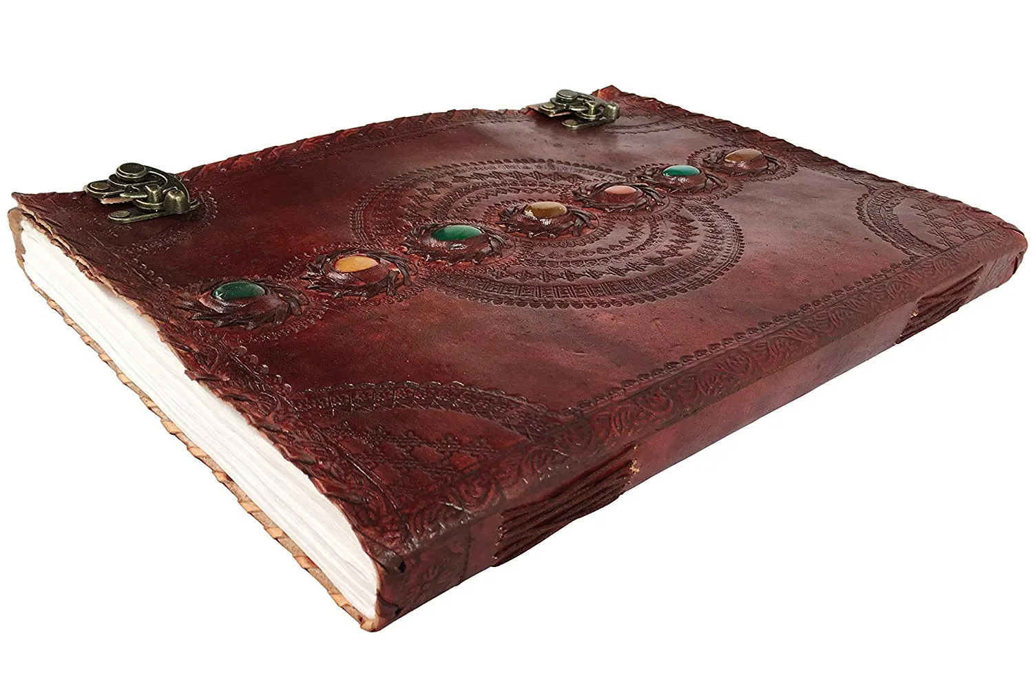 Leather Journal Seven Chakra Medieval  Stone Embossed