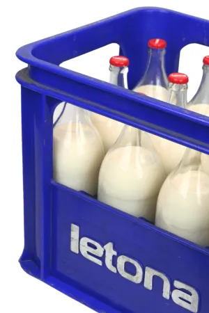 Leche Letona desnatada en vidrio retornable 1L - Pack de 12 ud