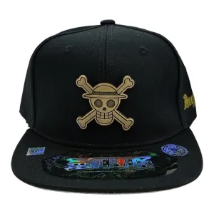 New Arrival Kndit Caps Gorra Negra Placa Bronce Logo Luffy One Piece