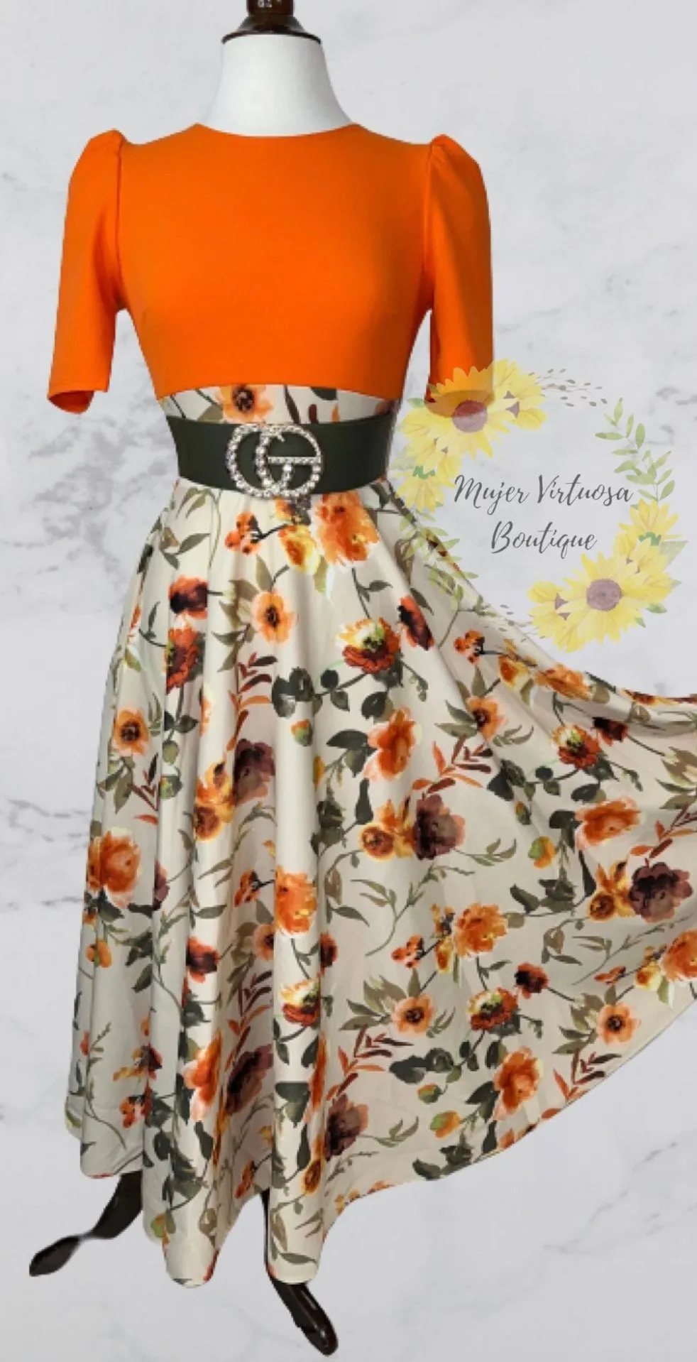 Orange Maxi Floral Dress