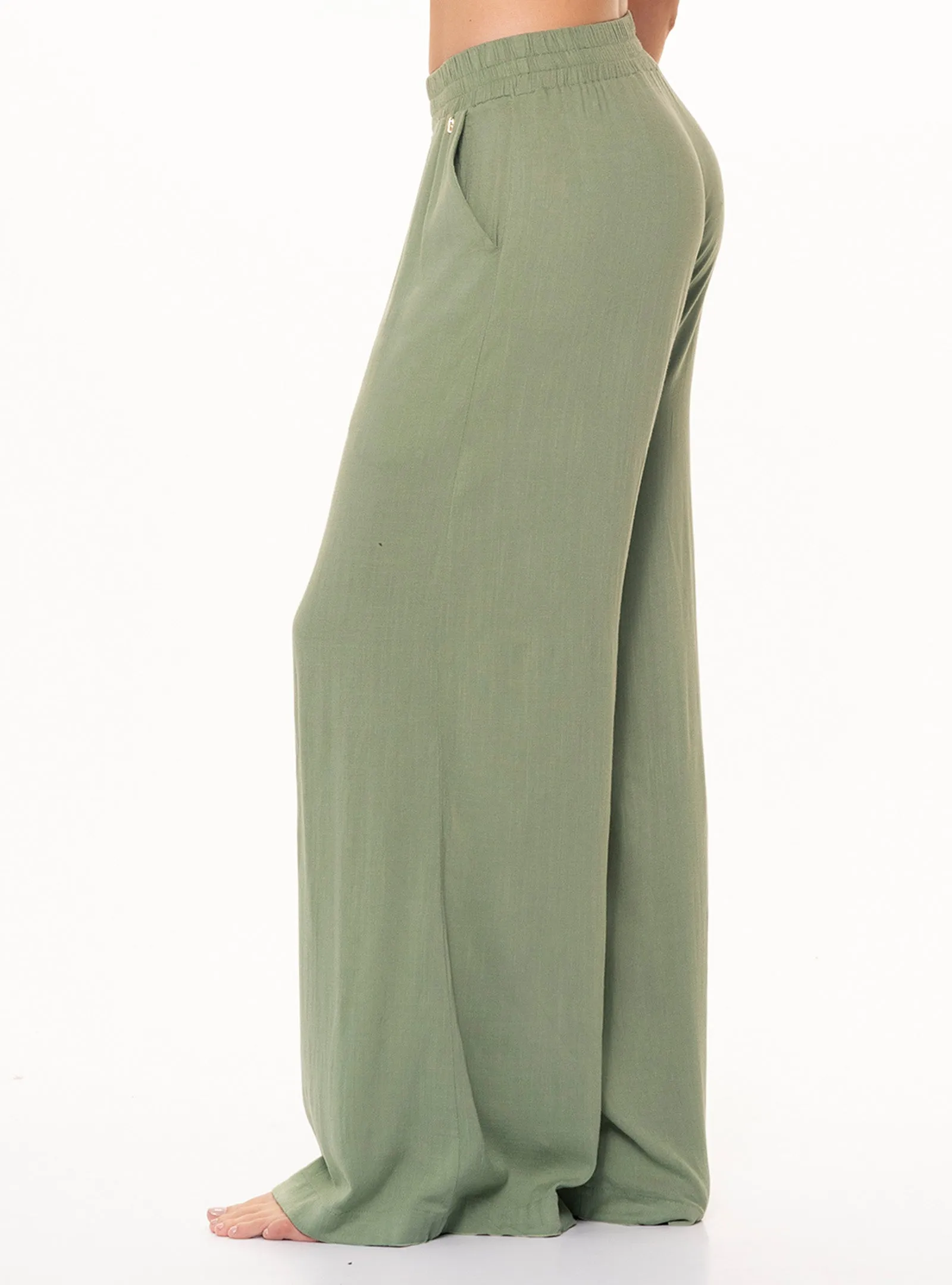 Pantalon 8057 Resortado con Pretina  - Verde Jade