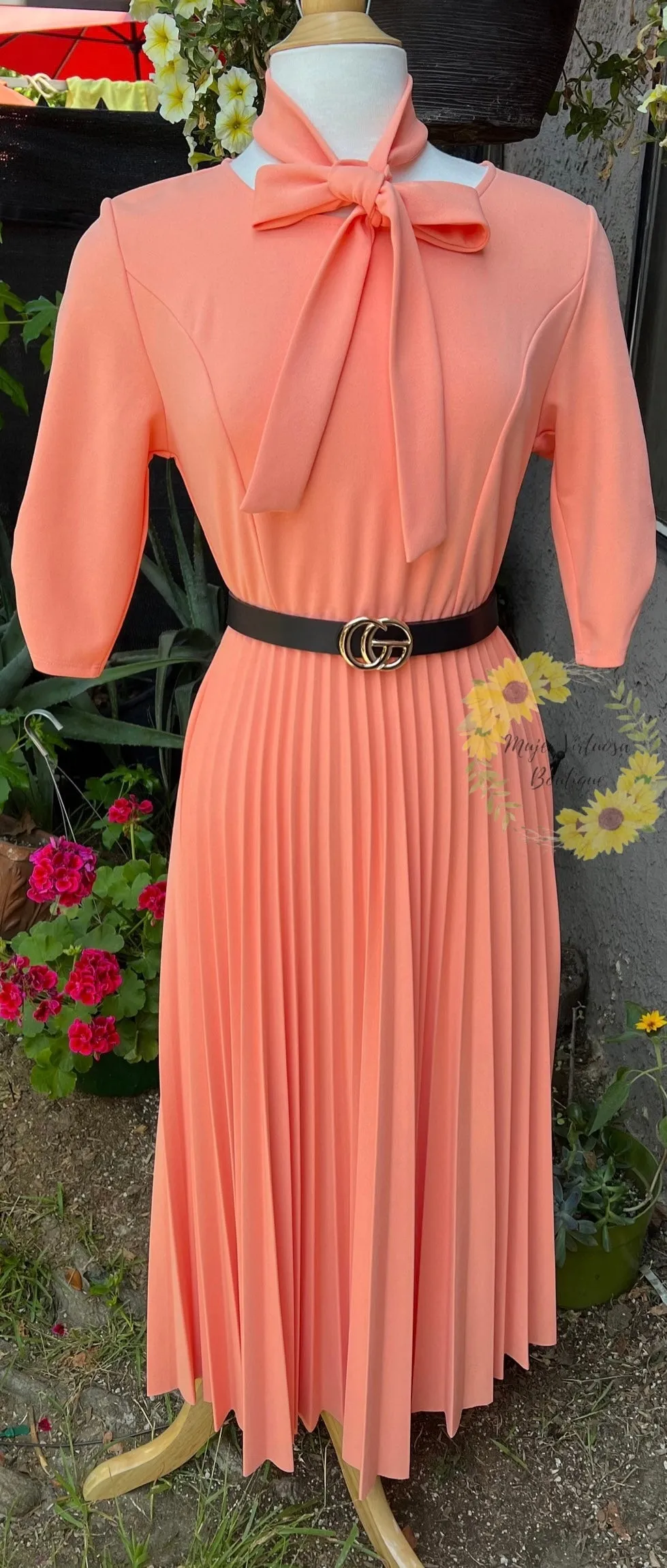 Pleated Peach Dress