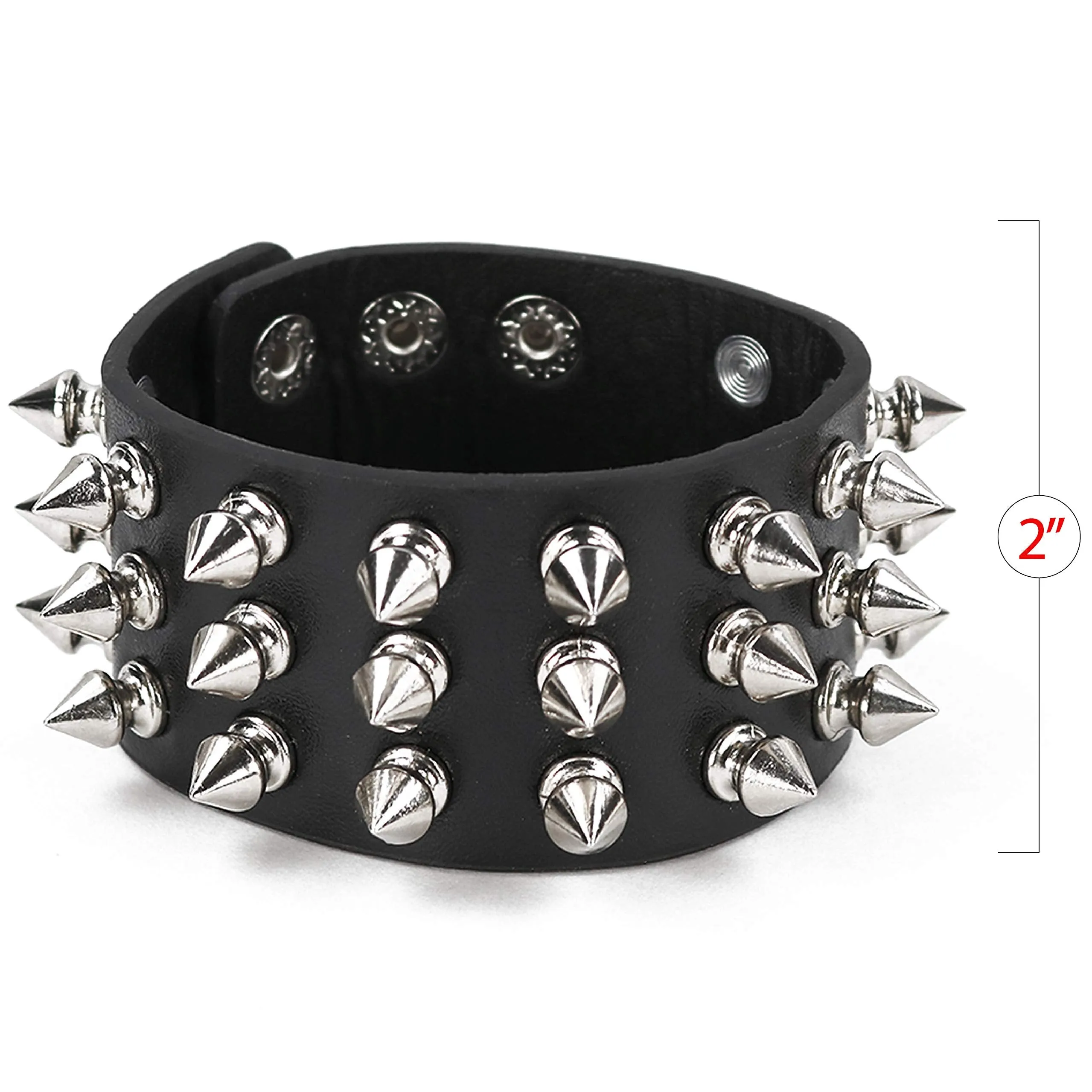 Punk Leather Spike Bracelet - Leather Cuff Biker Bracelet with Spikes for Men, Women and Kids