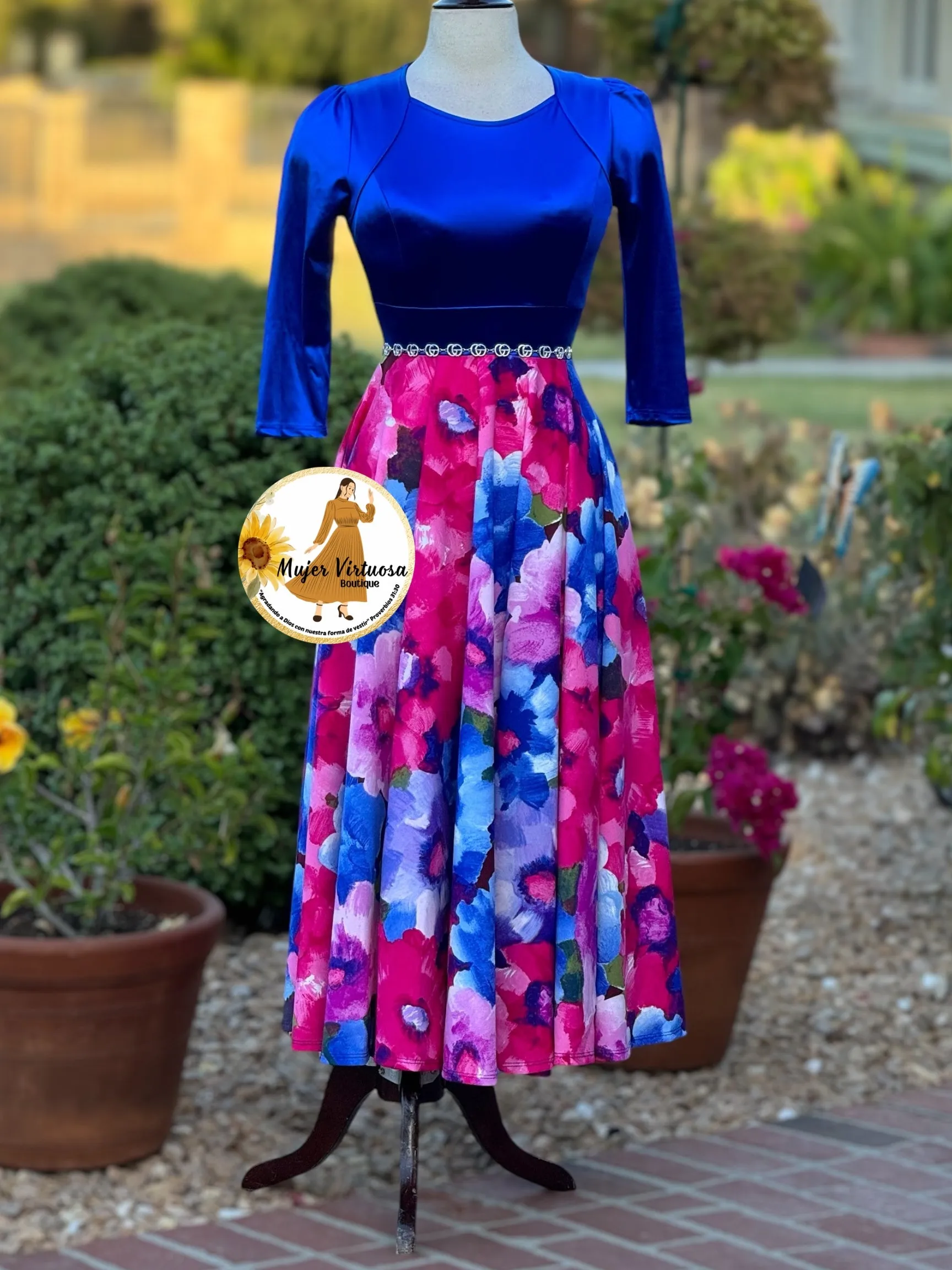 Royal Blue Floral Maxi Dress